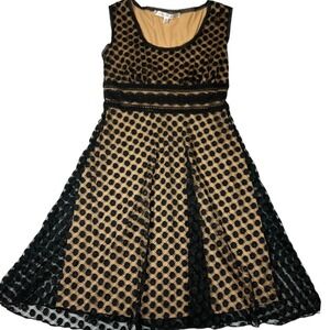 Max Studio Women's XS Black Polka Dot Fit & Flare Dress Sleeveless Jersey Knit